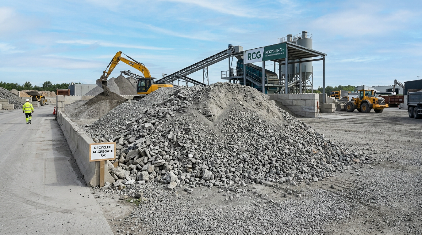 Recycled aggregate material stockpiles